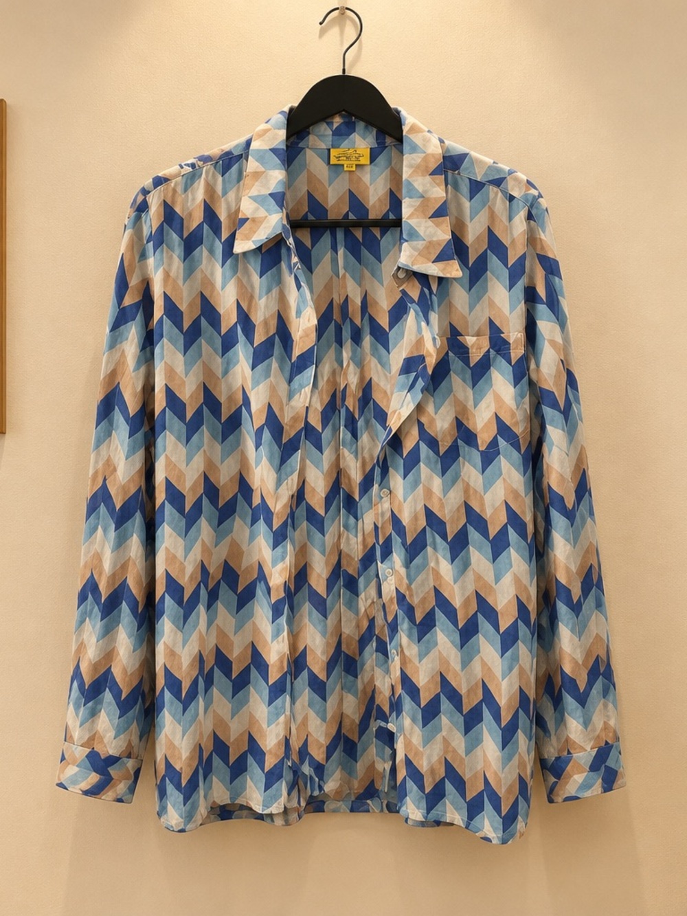 Roberta Roller Rabbit Men's Chevron Shirt Jacket in Blue, Tan & Cream